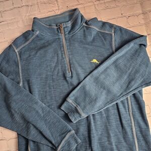 Tommy Bahama Tobago Bay 1/2 Zip Pullover Mens Large Long Sleeve‎ Hazy Teal